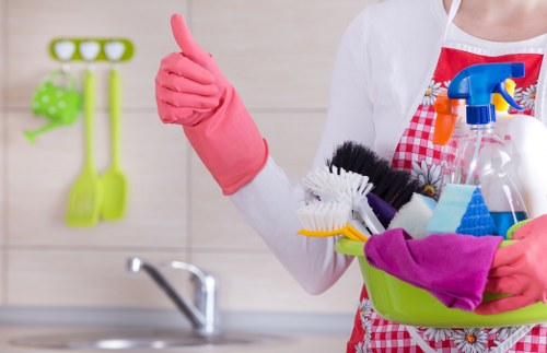 Local cleaning team working in a Westminster apartment building
