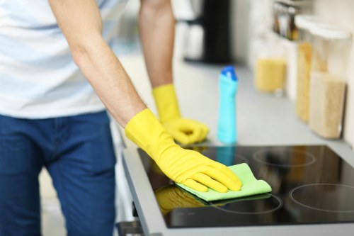 Cleaning team preparing a renovated Westminster flat after building work